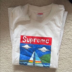 Supreme Sailboat Graphic Tee in Red and Blue